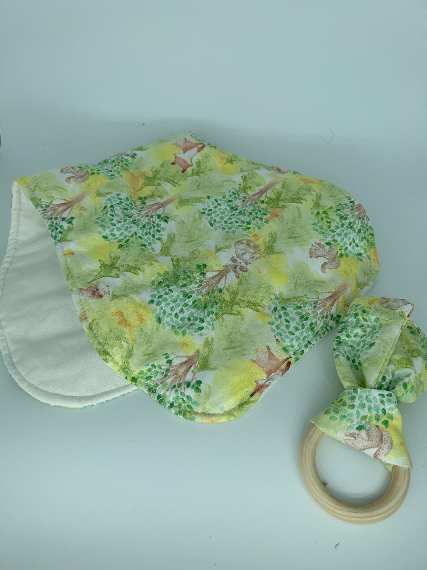 Cloth Burp Cloth and Teether Set